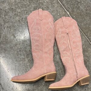 Pink Western-Style Knee-High Boots
